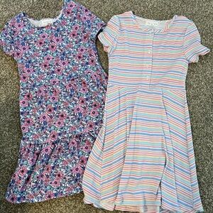 Girls' Floral and Striped Dress Set